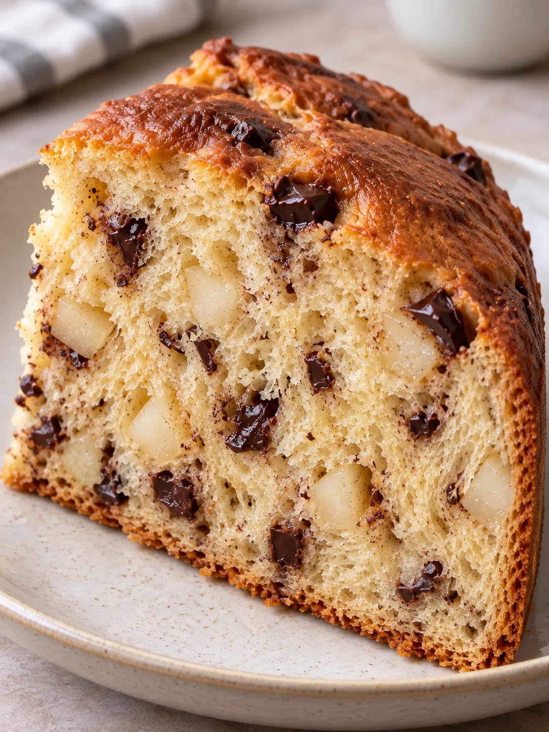 Sweet yeast cake with cardamom and pear — dark chocolate