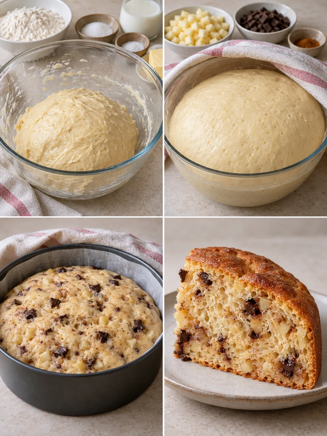 Sweet yeast cake with cinnamon and apple — dark chocolate