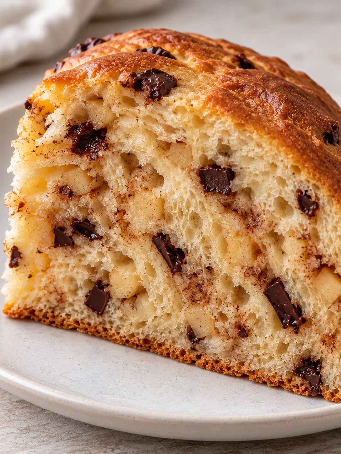 Sweet yeast cake with cinnamon and apple — dark chocolate