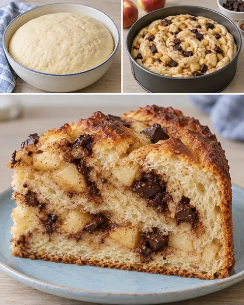 Sweet yeast cake with cinnamon and apple — dark chocolate