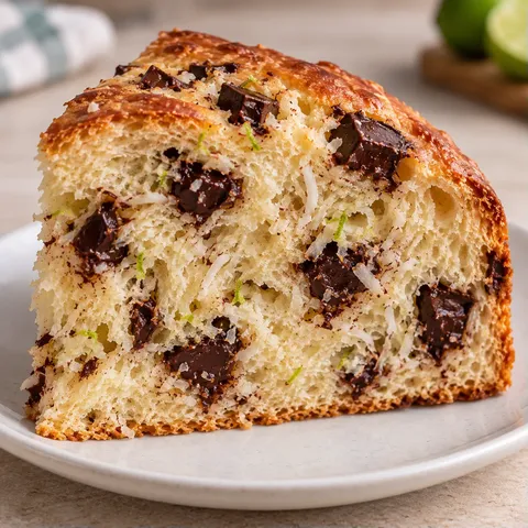 Sweet yeast cake with coconut and lime — dark chocolate