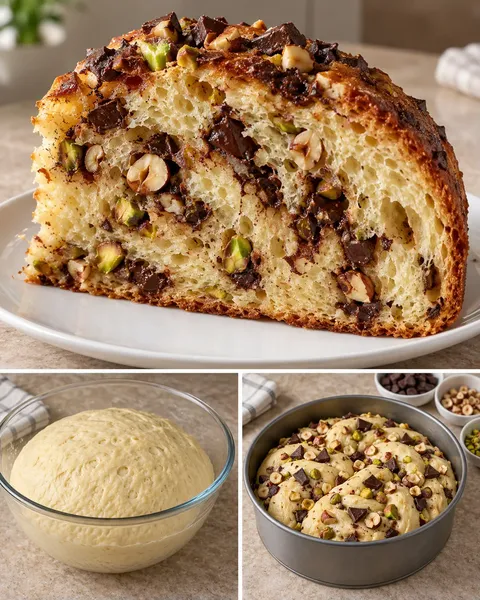 Sweet yeast cake with chocolate and hazelnuts — pistachios