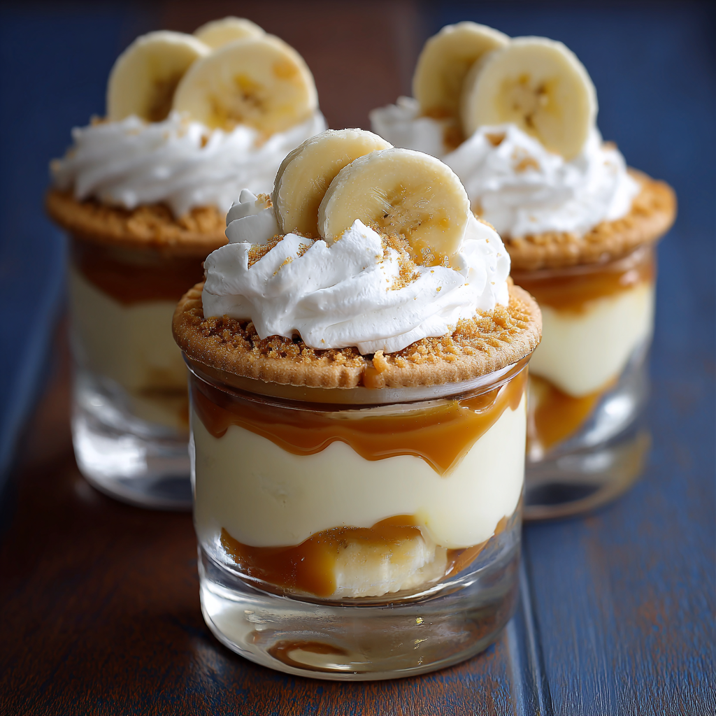 Creamy Caramel Banana Pudding Cups with Whipped Layers