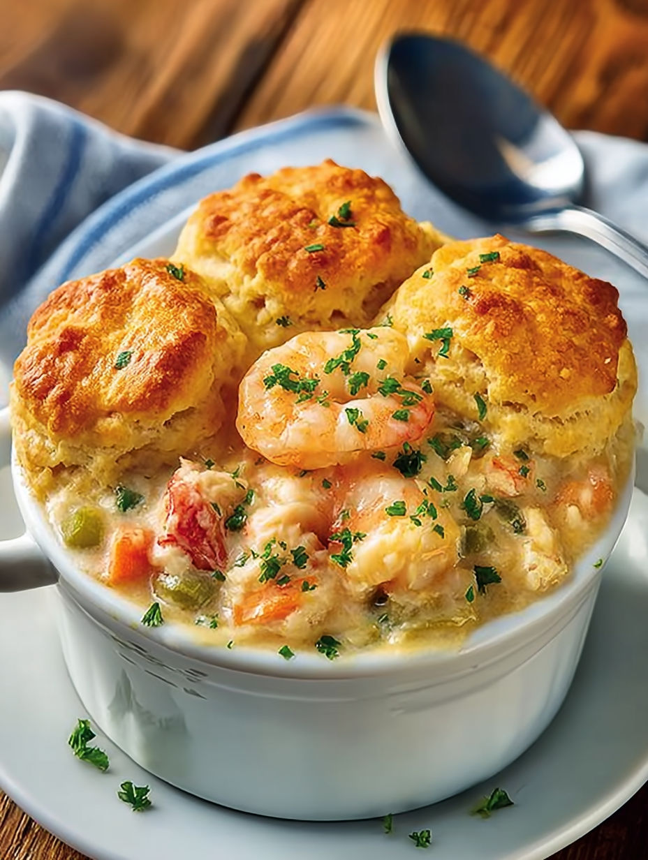 Cheddar Bay Seafood Pie with Shrimp and Crab
