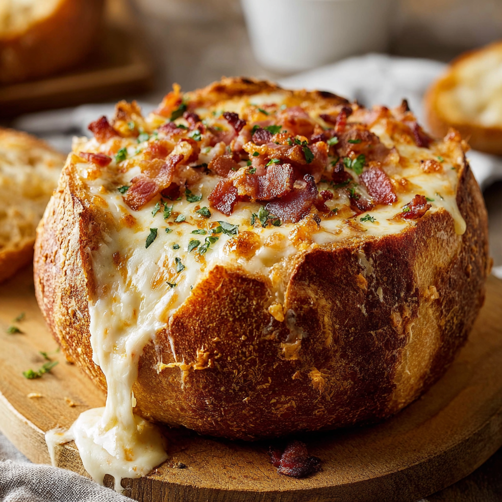 Cheese and Bacon Cob Mini Loaf with Creamy Dip