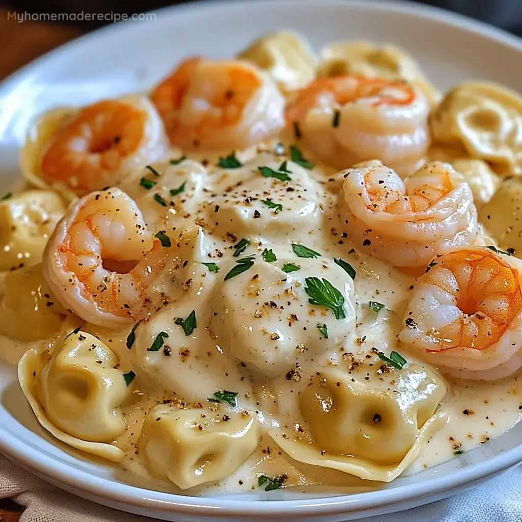 Creamy Cheese Tortellini Shrimp Alfredo