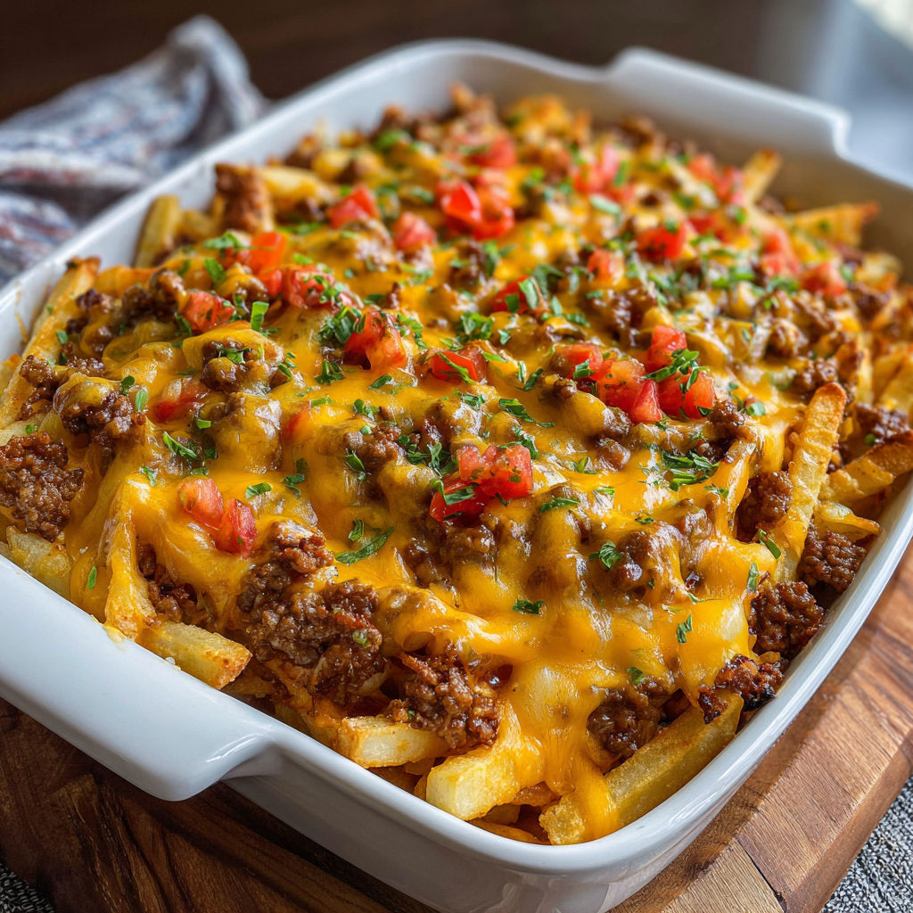 Cheeseburger French Fry Bake with Ground Beef and Cheddar