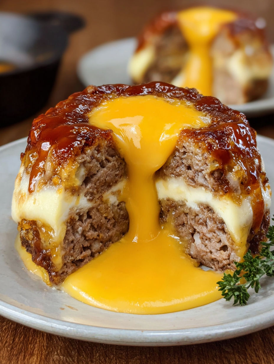 Cheeseburger Lava Cake with Molten Cheese Center