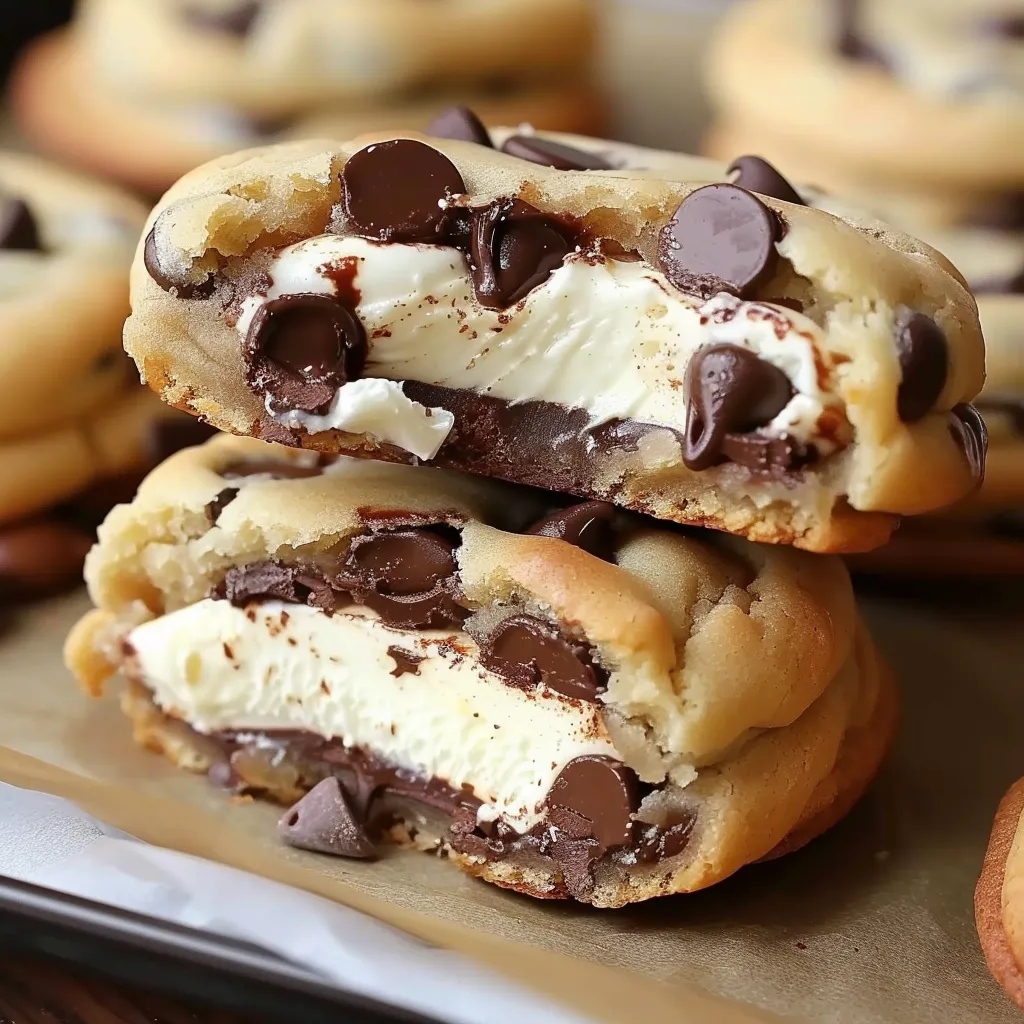 Cheesecake Chocolate Chip Cookies with Creamy Filling