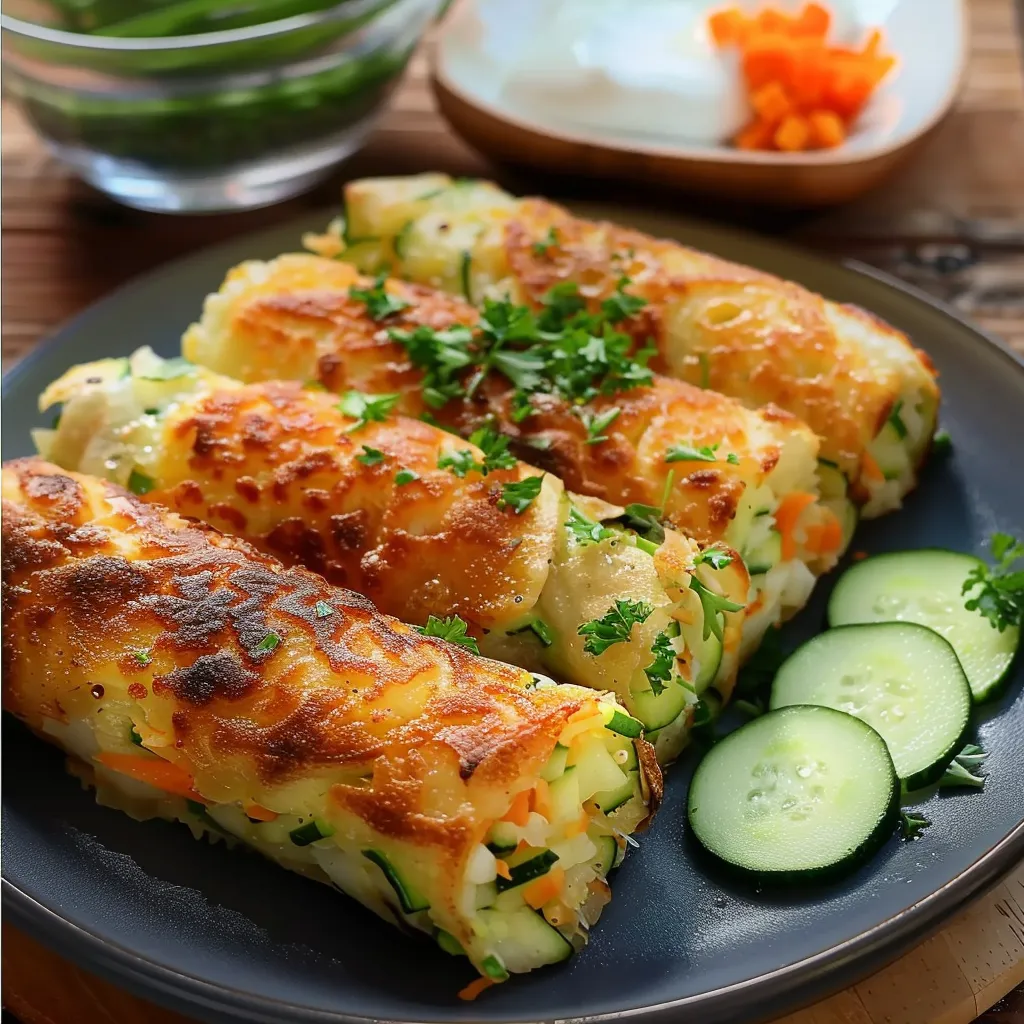 Cheesy Baked Vegetable Rolls with Creamy Dip