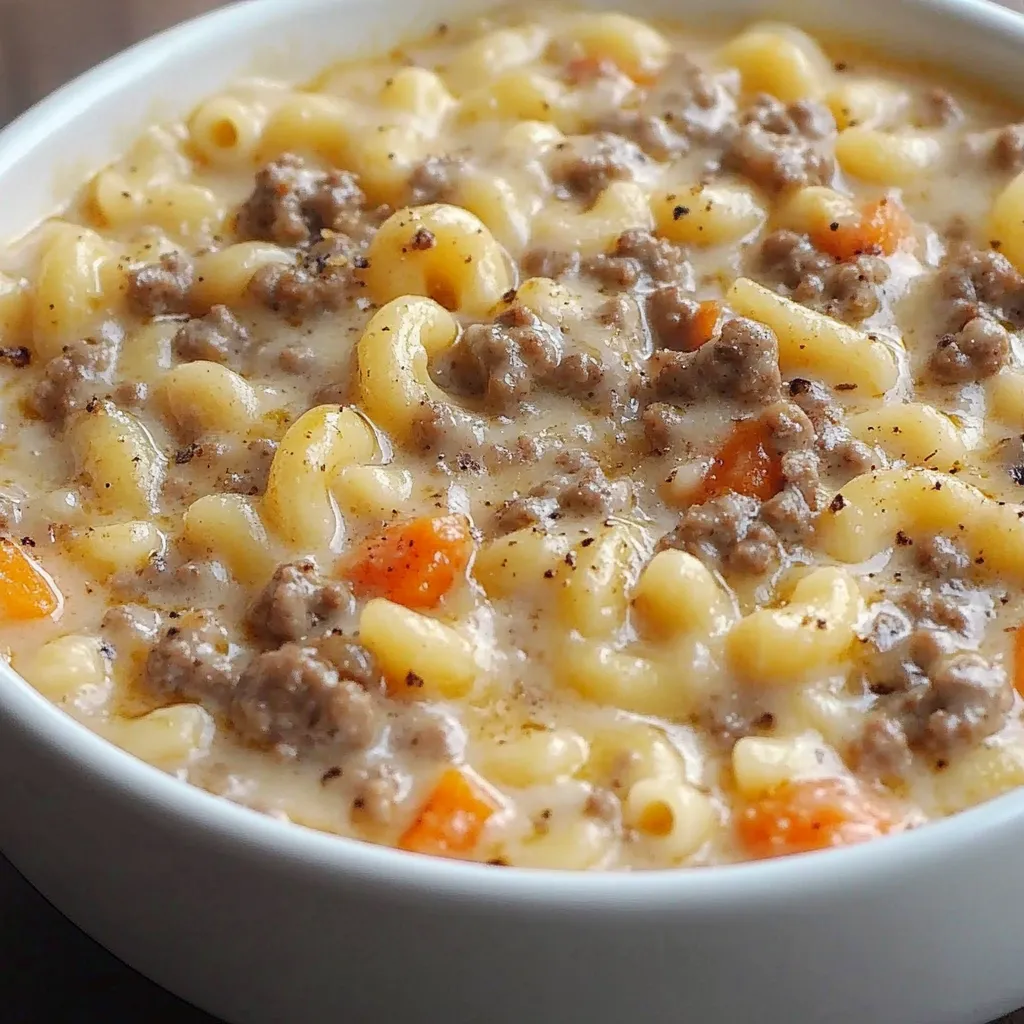 Cheeseburger macaroni with cheddar beef and pasta
