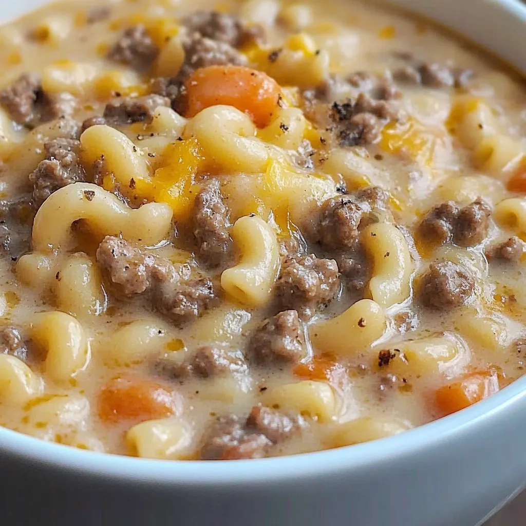 Cheeseburger macaroni with cheddar beef and pasta