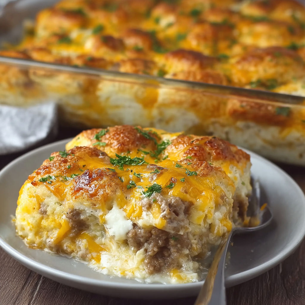 Cheesy Sausage Biscuit Breakfast