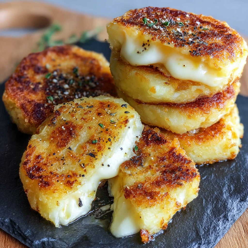 Cheesy Stuffed Potato Cakes with Fontina Filling