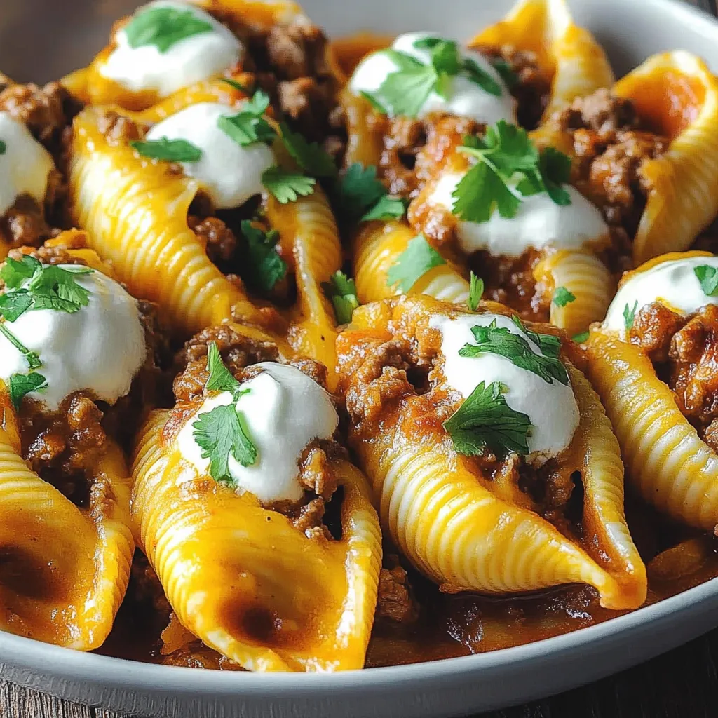 Cheesy Taco Shells Bake with Saucy Beef and Cheddar