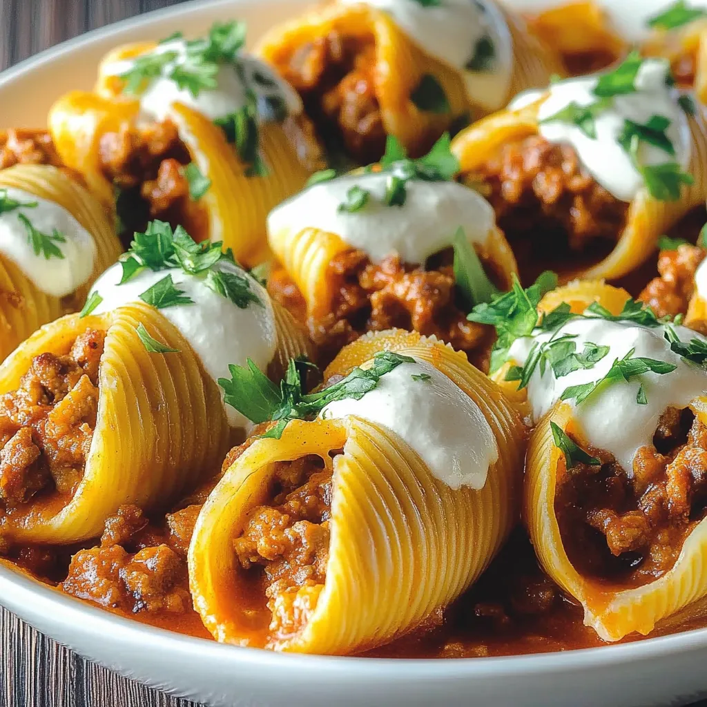 Cheesy Taco Shells Bake with Saucy Beef and Cheddar