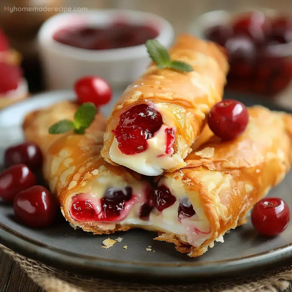 Easy Cherry Cheesecake Egg Rolls