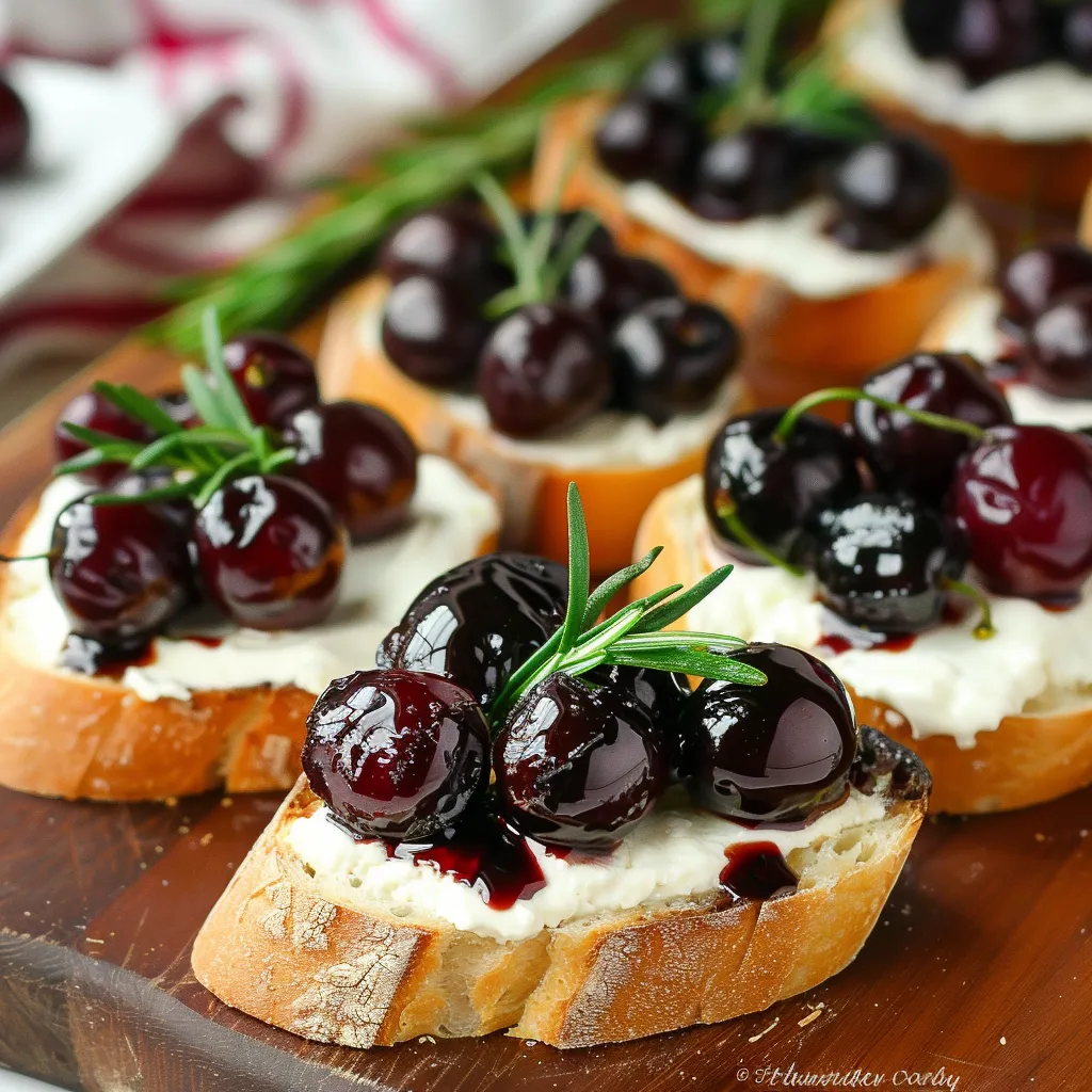 Roasted Cherry Goat Cheese Crostini