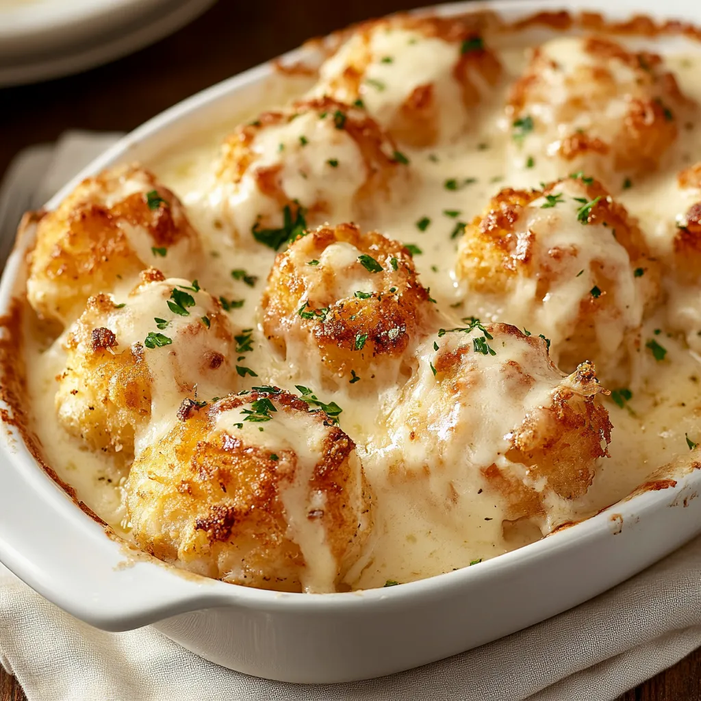 Chicken Alfredo Puffs with Bacon & Garlic Butter