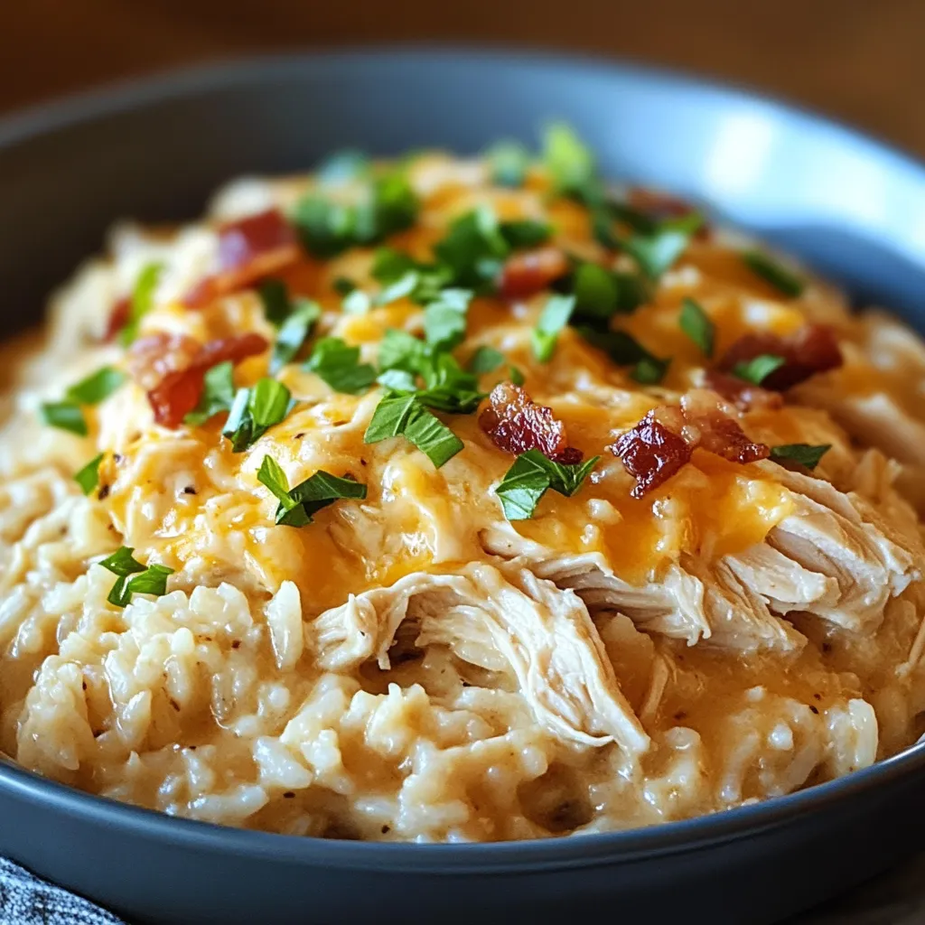 Breezy slow cooker chicken with bacon cheddar and rice