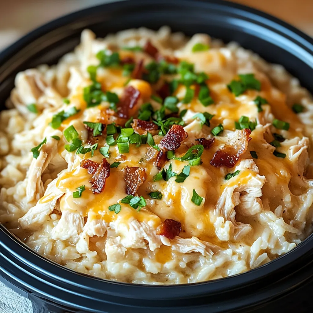 Breezy slow cooker chicken with bacon cheddar and rice