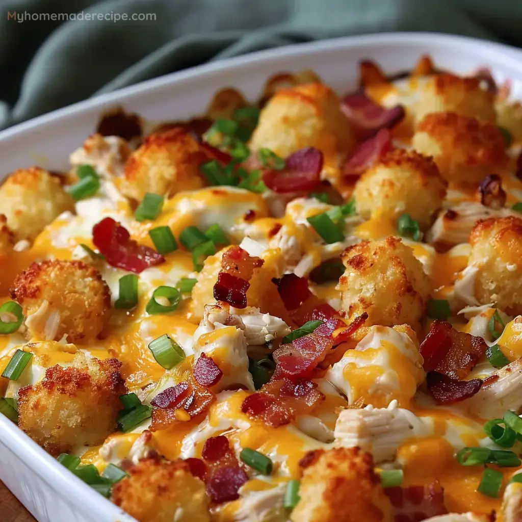 Delicious Chicken Bacon Ranch Tater Tot Casserole