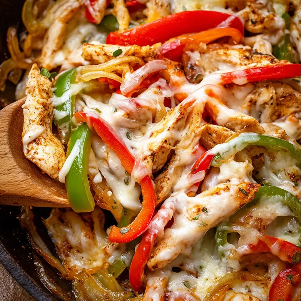 Tasty Chicken Cheesesteak with Peppers and Onion