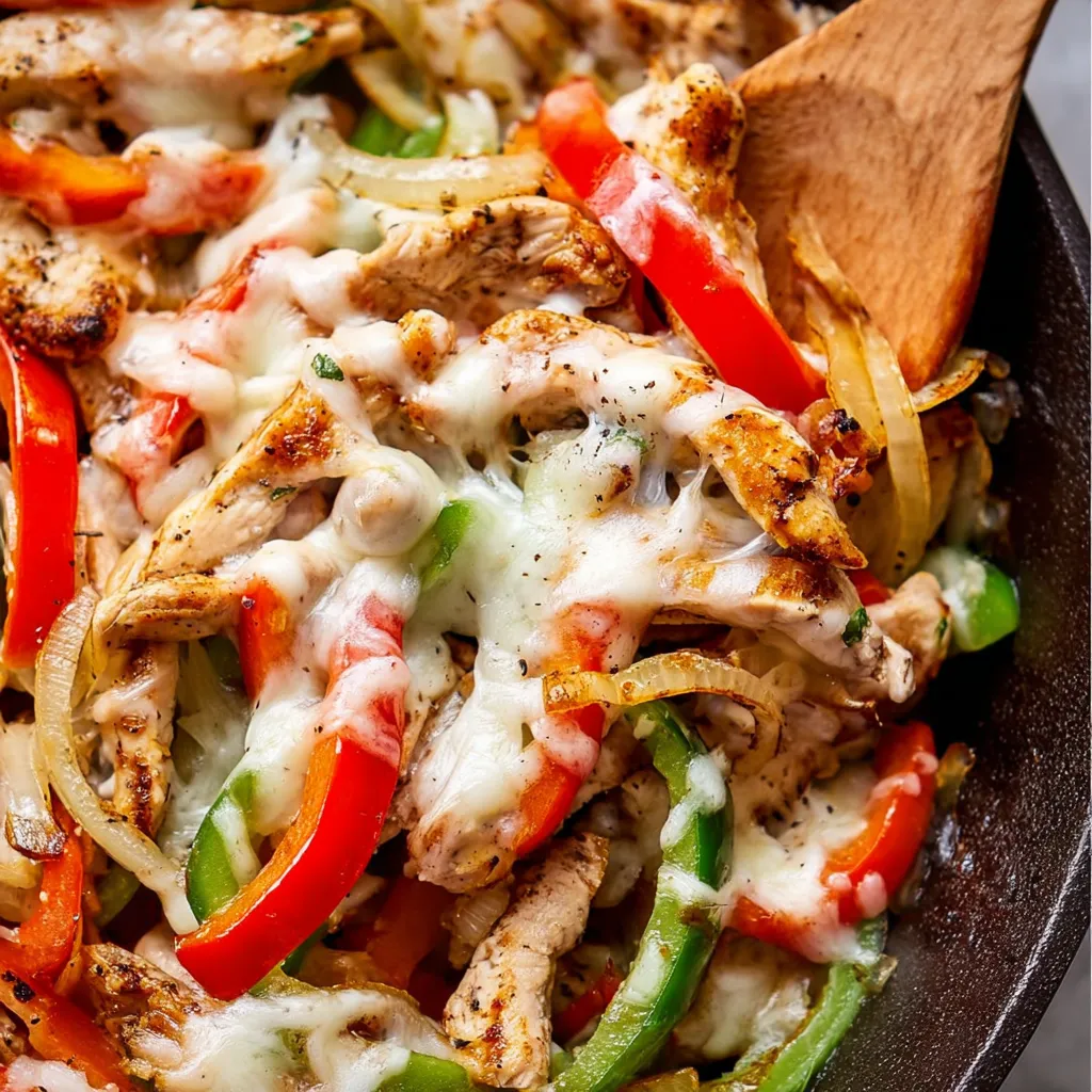 Tasty Chicken Cheesesteak with Peppers and Onion