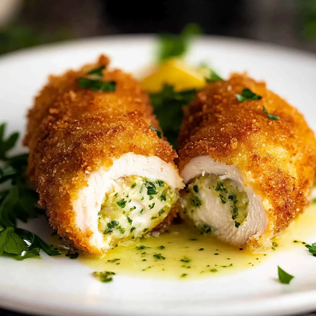 Crispy Chicken Kiev with Molten Garlic Butter Filling