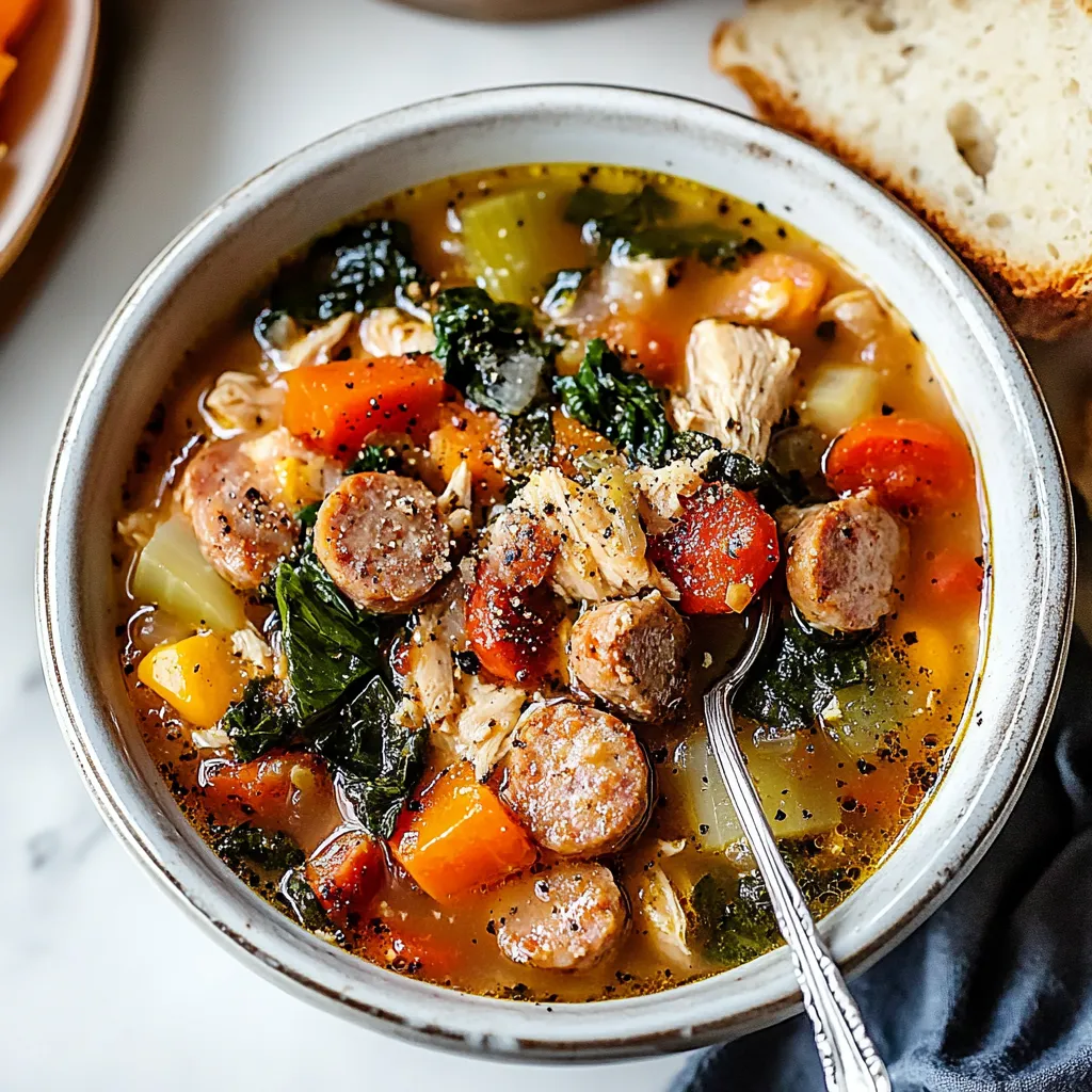 Hearty Chicken Sausage Soup with White Beans and Kale