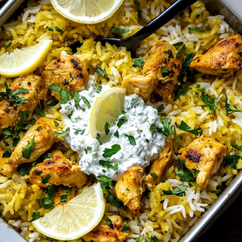 Easy Dump-and-Bake Chicken Tzatziki and Rice