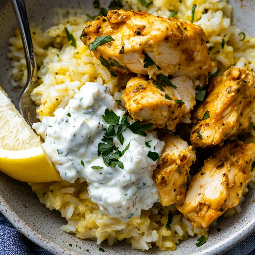 Easy Dump-and-Bake Chicken Tzatziki and Rice