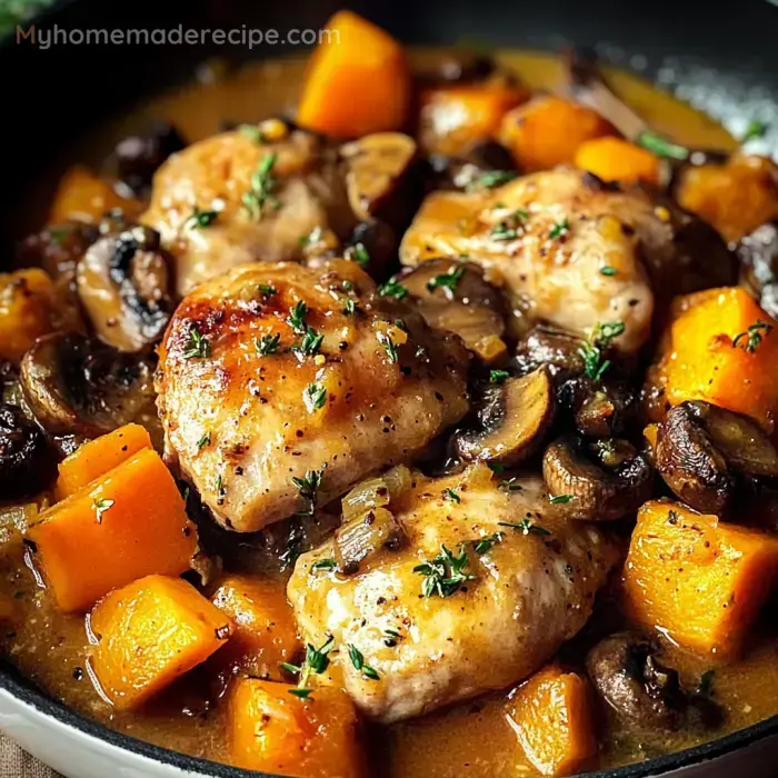Hearty Chicken with Pumpkin and Mushrooms