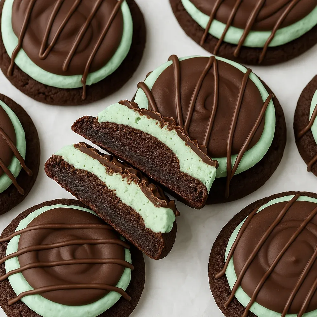 Triple Layer Chocolate Mint Cookies with Ganache