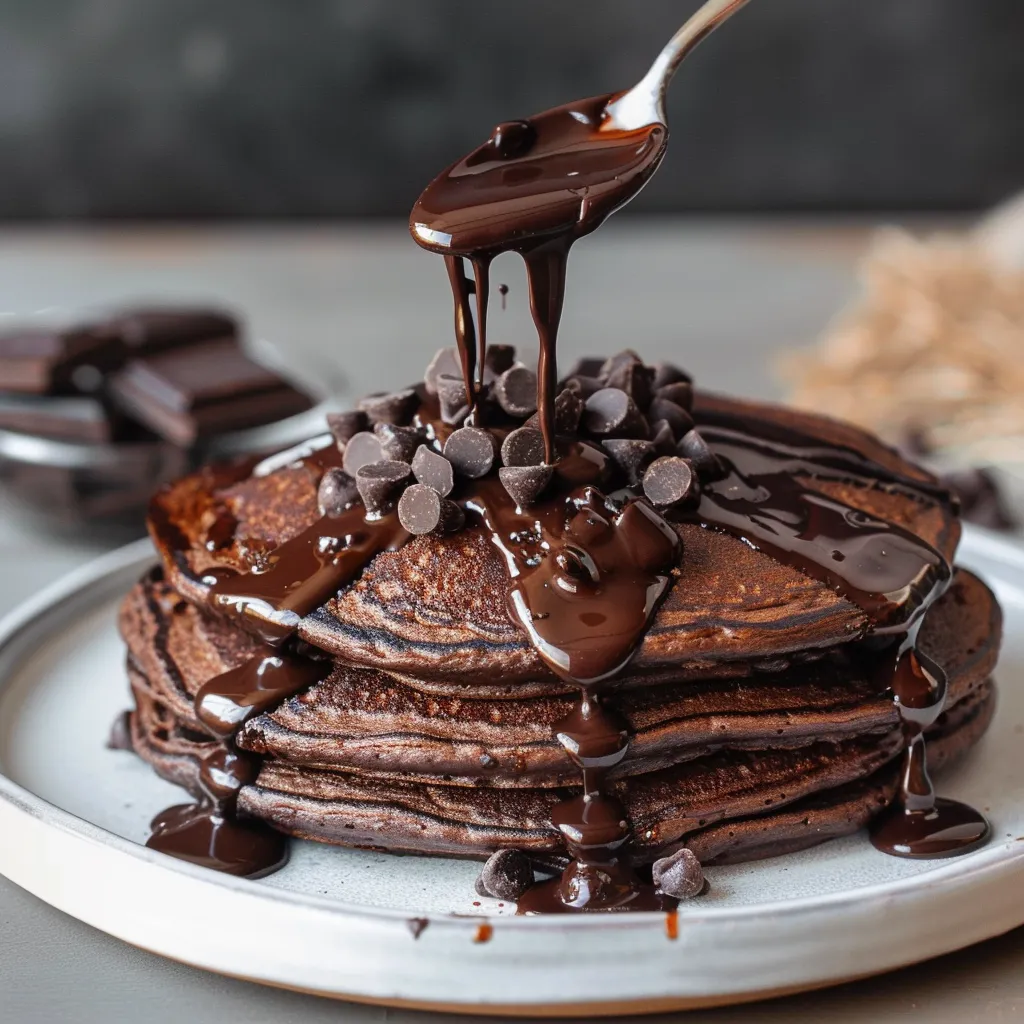 Decadent Chocolate Pancakes with Chocolate Ganache Sauce