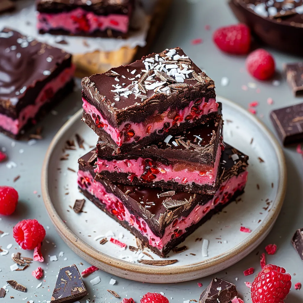 Chocolate Raspberry Coconut Slices