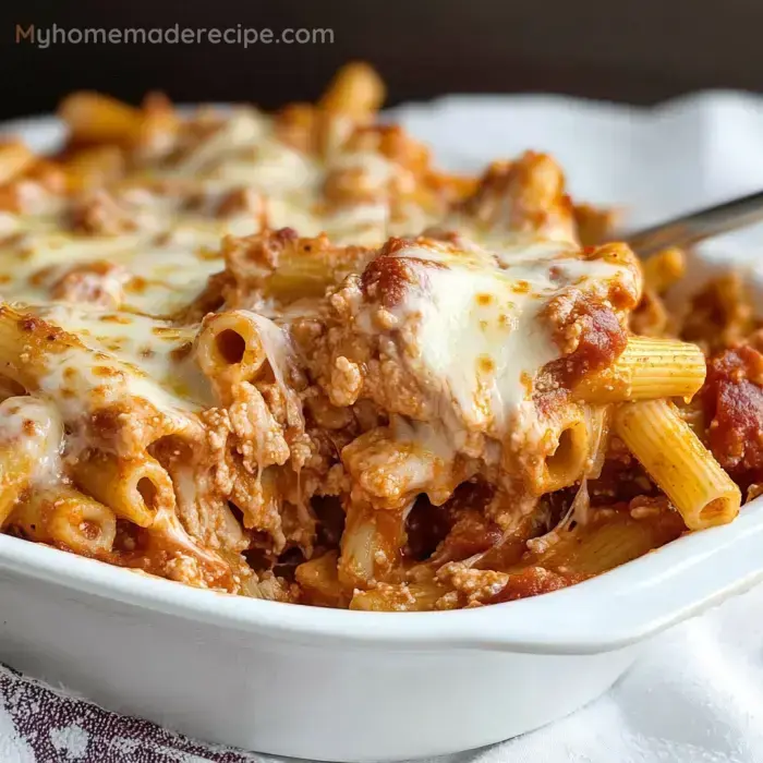 Festive and Easy Christmas Cheesy Baked Ziti