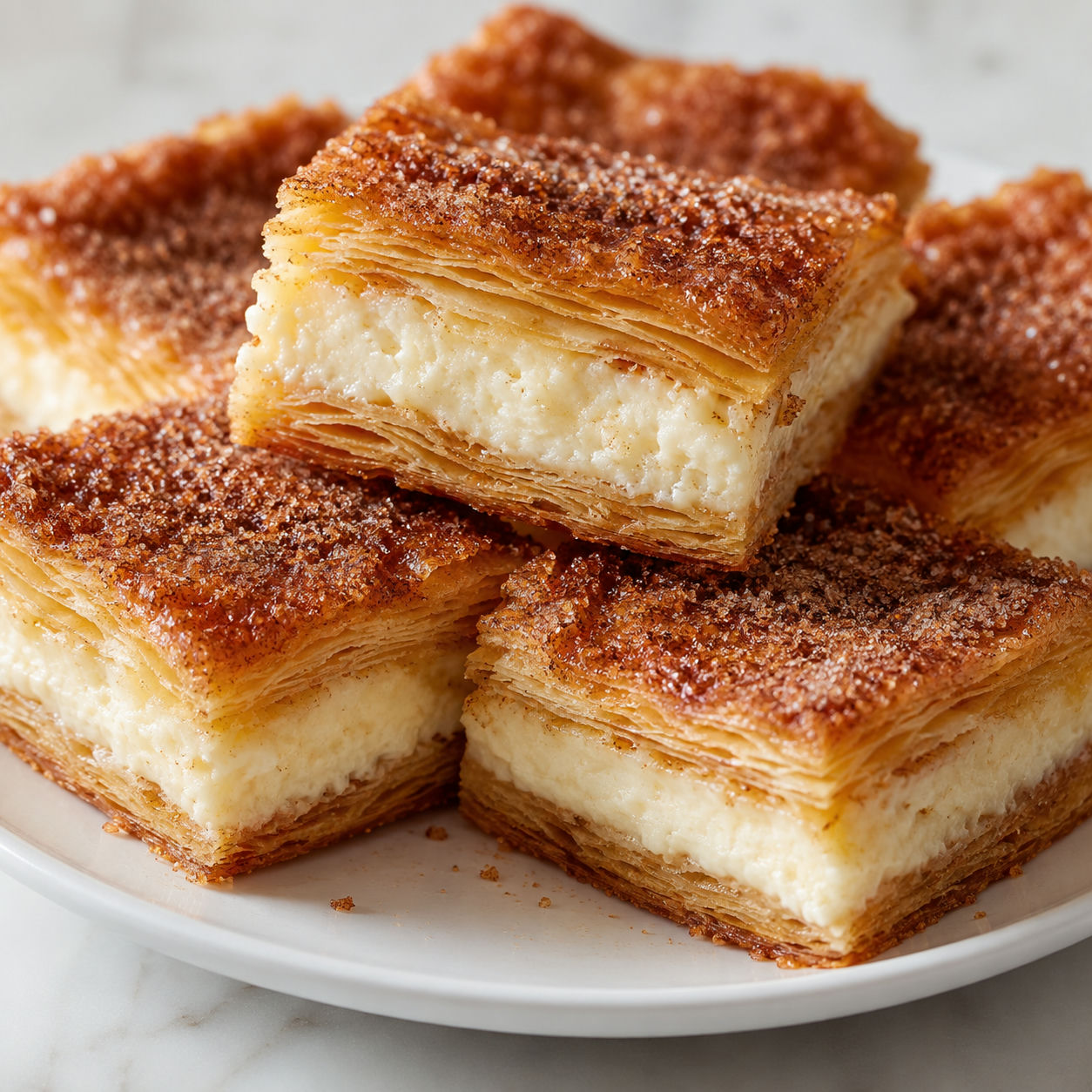 Churro Cheesecake bars with cinnamon sugar and creamy filling