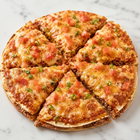 Copycat Taco Bell Mexican pizzas with melted cheese and diced tomatoes