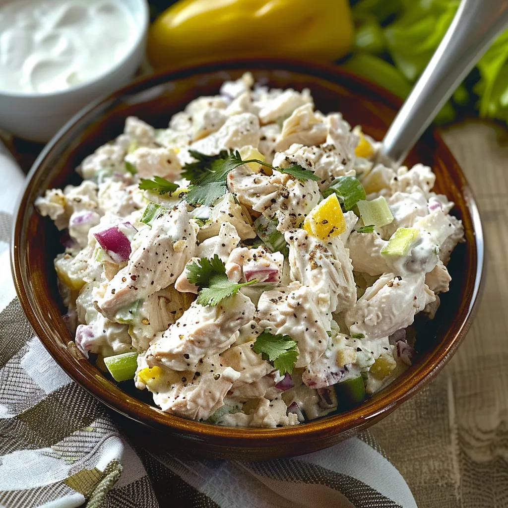 Cottage Cheese Chicken Salad with Banana Peppers