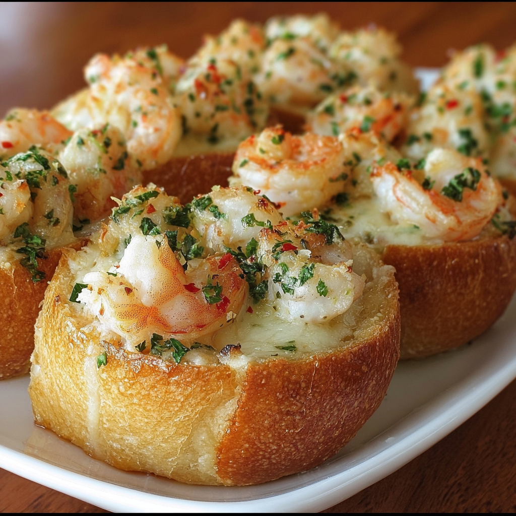 Crabby Shrimp Garlic Bread Bombs With Melty Cheese