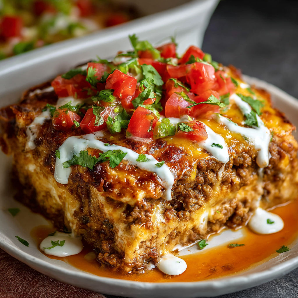 Delicious Creamy Burrito Casserole with Cheese and Tortilla Layers