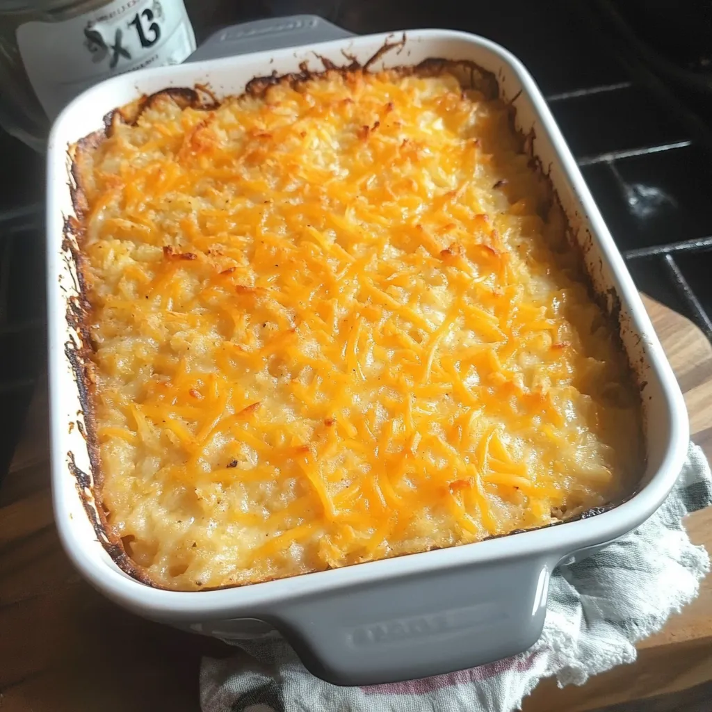 Warm Cheesy Cracker Barrel Hash Browns with Creamy Soups