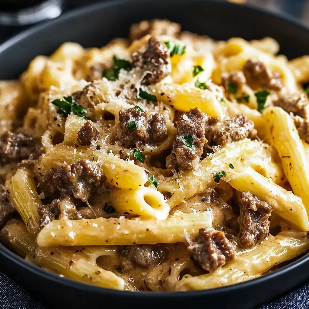 Creamy Garlic Beef Pasta