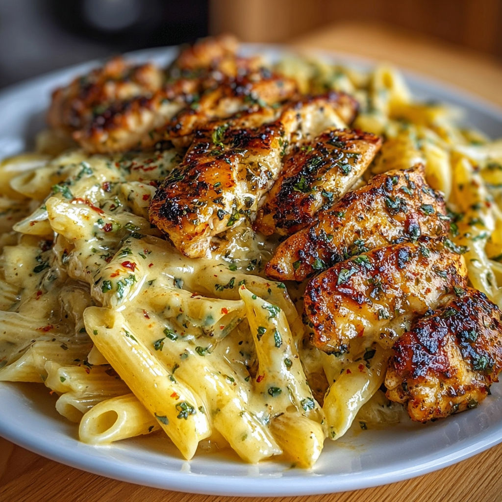 Creamy Garlic Herb Chicken with Cheesy Penne