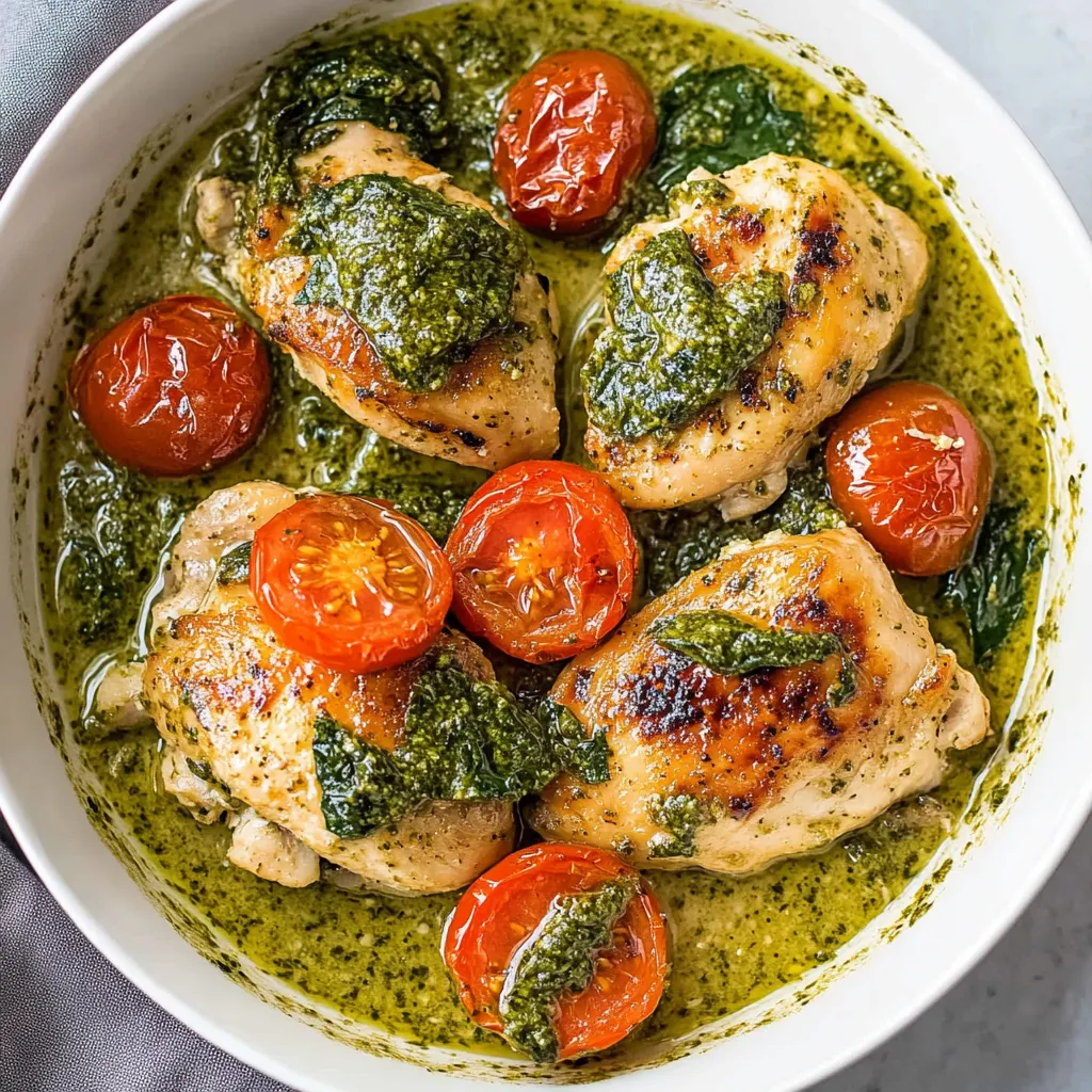Quick Creamy Pesto Chicken with Spinach and Tomatoes
