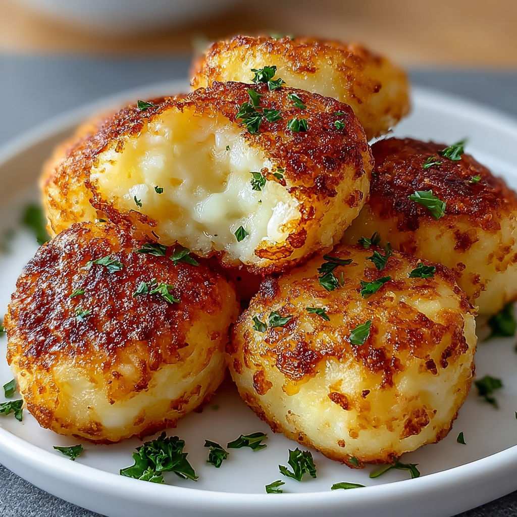 Crispy Mashed Potato Cheese Bites with Cheddar and Parmesan