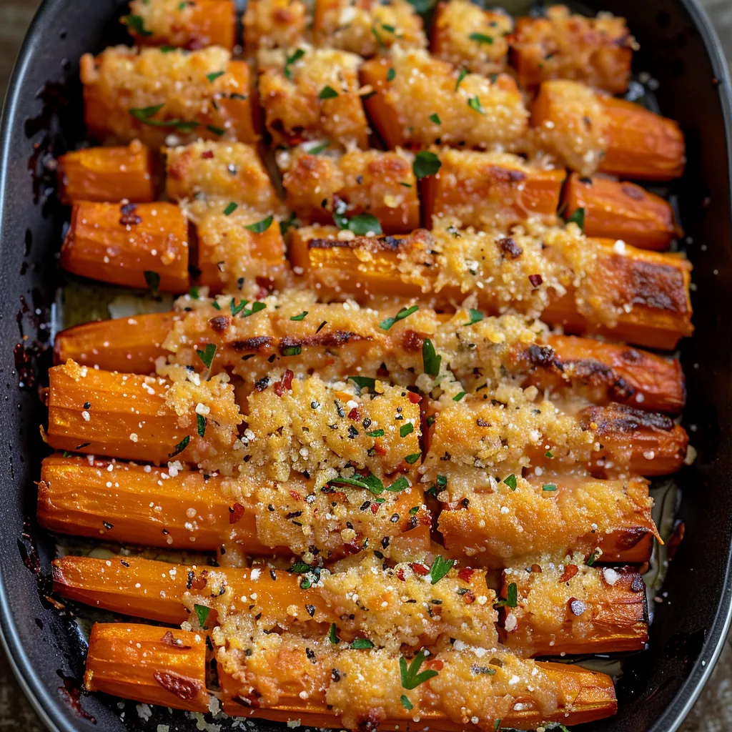 Crispy Parmesan Carrots with Garlic and Herbs