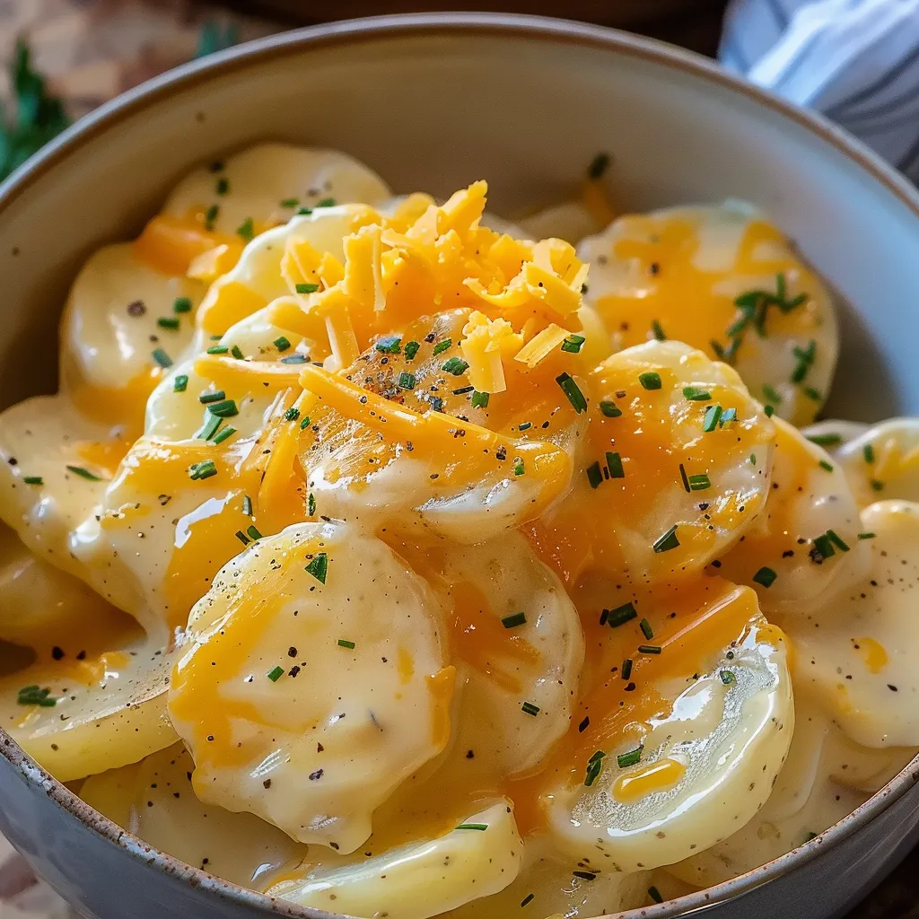 Slow-Cooked Cheesy Potatoes with Creamy Layers