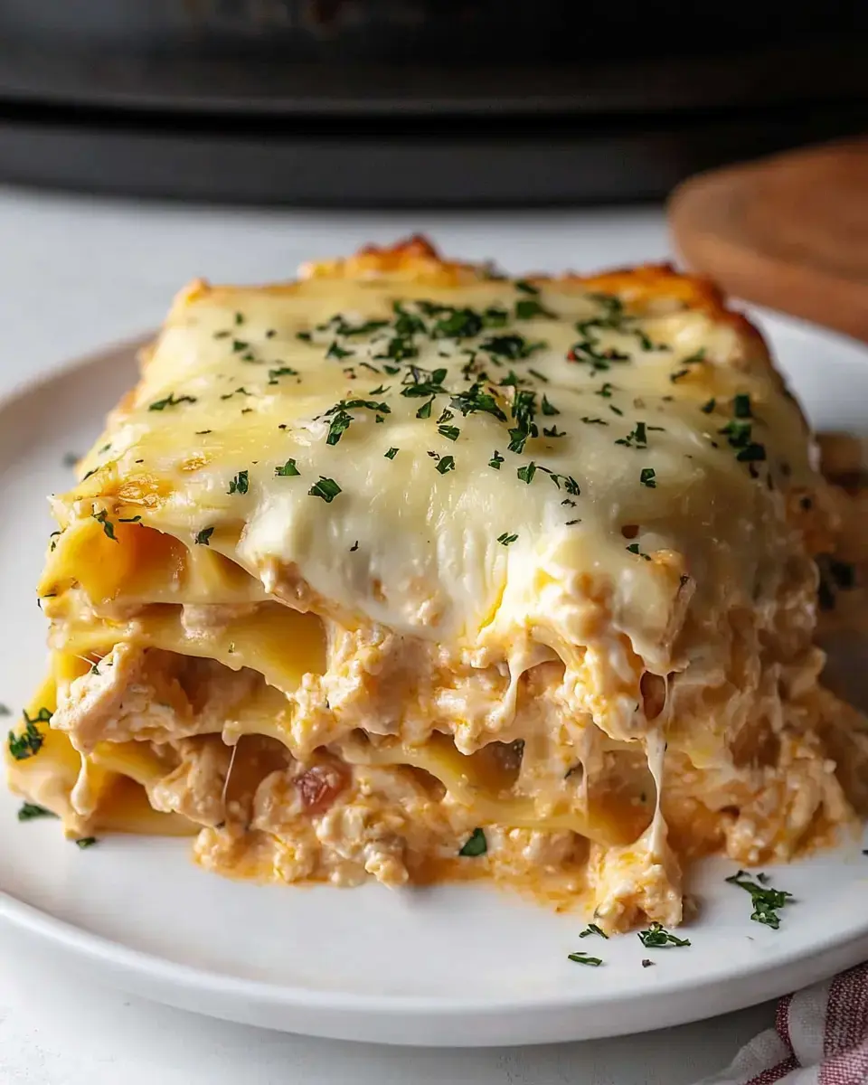 Easy Crockpot Chicken Alfredo Lasagna
